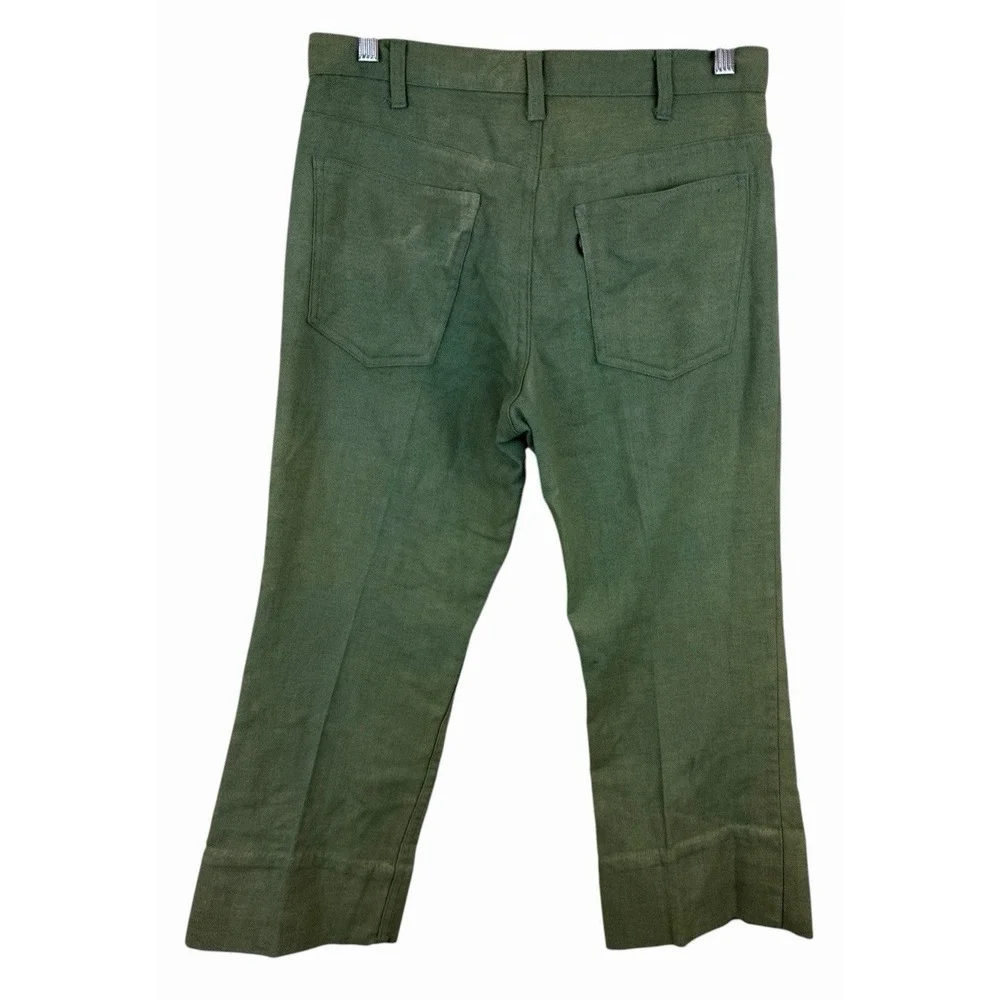 Vintage Big E Levi Sta-Prest Forrest Green‎ Pants RARE Size 32 Capri Wide Leg